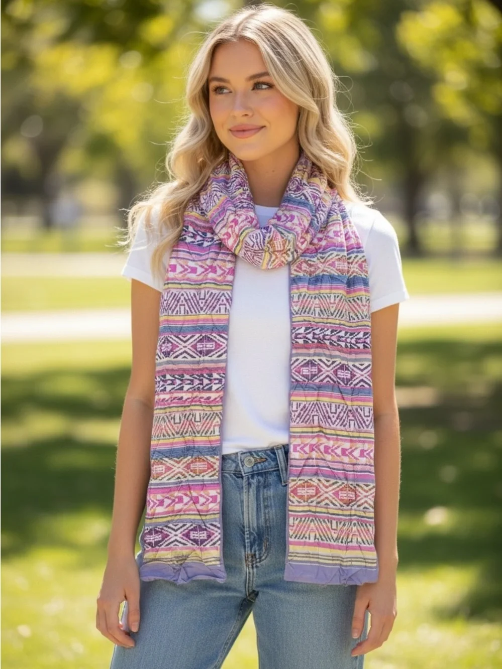 Tribal silk long scarf